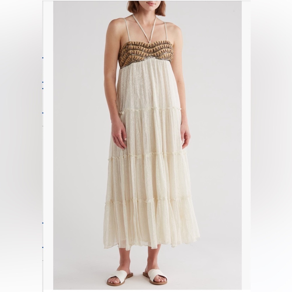 Raga Zella Empire Maxi Dress Boho style NWT small in eggshell